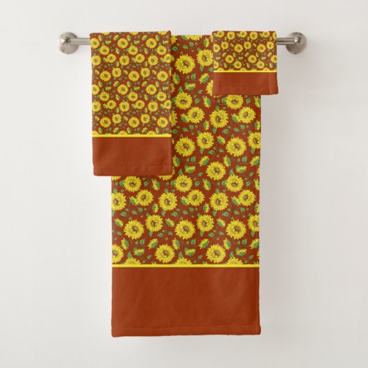 Zonnebloemen badhanddoekenset bad handdoek (Insitu)