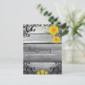 Zonnebloemen Barn Hout Collectie Trouwkaart Aankon Aankondiging (Staand voorkant)