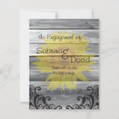 Zonnebloemen Barn Hout Collectie Trouwkaart Aankon Aankondiging (Achterkant)