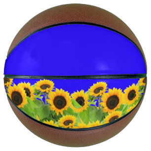 Zonnebloemen Basketbal Oekraïense vlag Kleur Onder