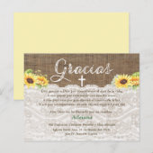 Zonnebloemen Bautismo Spaanse doop Dank u kaart (Voorkant / Achterkant)