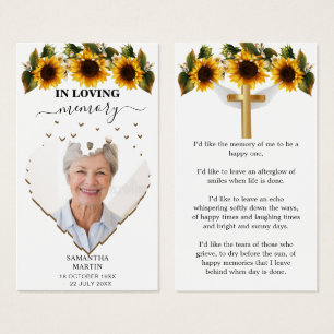 Zonnebloemen Beauful Memorial Funeral Bladwijzer Visitekaartje