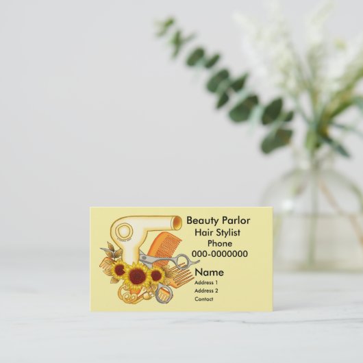 Zonnebloemen Beauticien Afsprakenkaartje (Staand voorkant)