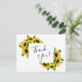 Zonnebloemen bedankje briefkaart (Staand voorkant)