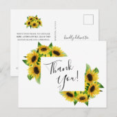 Zonnebloemen bedankje briefkaart (Voorkant / Achterkant)