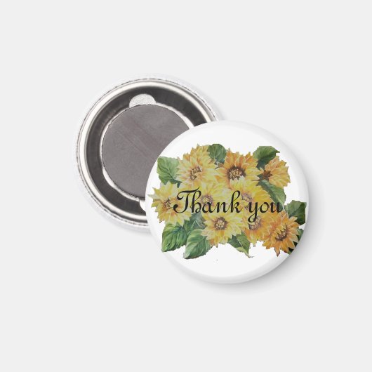 Zonnebloemen bedankt voor je bruiloft magneet (Voorkant / Achterkant)