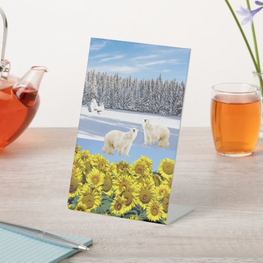 Zonnebloemen Beer voetstuk Reclamebord Met Voetstuk (Insitu)