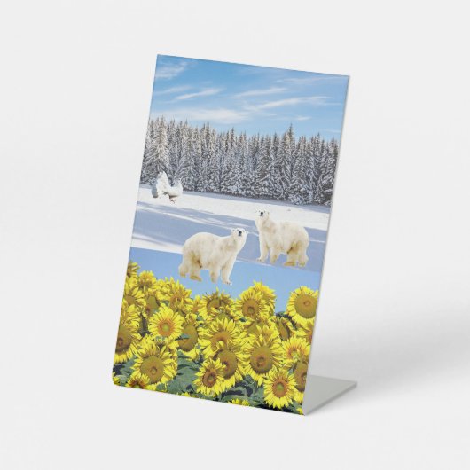 Zonnebloemen Beer voetstuk Reclamebord Met Voetstuk (Voorkant)