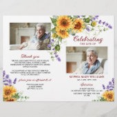 Zonnebloemen begrafenisprogramma | Volgorde van de (Voorkant)