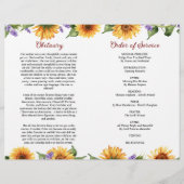 Zonnebloemen begrafenisprogramma | Volgorde van de (Achterkant)