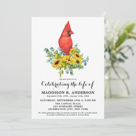 Zonnebloemen - begrafenisviering van het leven kaart (Staand voorkant)