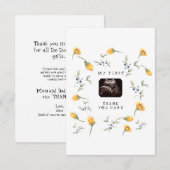 Zonnebloemen, bessen en vloed Baby shower Bedankkaart (Voorkant / Achterkant)