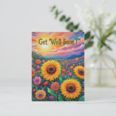 Zonnebloemen Beterschap Van Gogh Stijl Ansichtkaar Briefkaart (Staand voorkant)