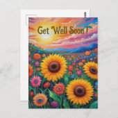 Zonnebloemen Beterschap Van Gogh Stijl Ansichtkaar Briefkaart (Voorkant / Achterkant)