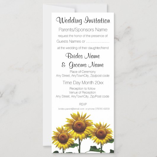 Zonnebloemen Betonprijzensets Magnetische Uitnodiging (Voorkant)