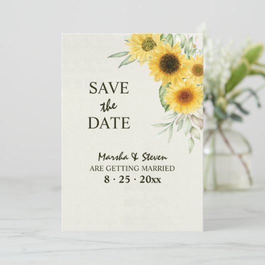 Zonnebloemen Bewaar de Datum Aankondiging (Staand voorkant)