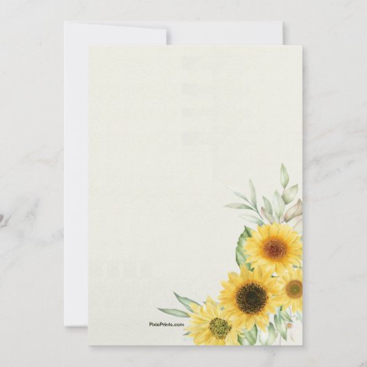 Zonnebloemen Bewaar de Datum Aankondiging (Achterkant)