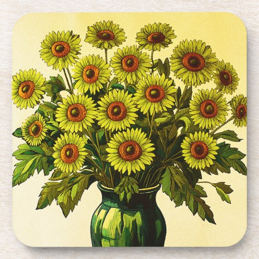 Zonnebloemen Bier Onderzetter (Voorkant)