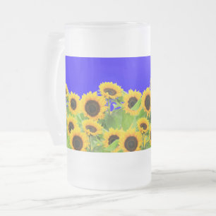 Zonnebloemen Bierglazen Oekraïense vlag kleuren Matglas Bierpul