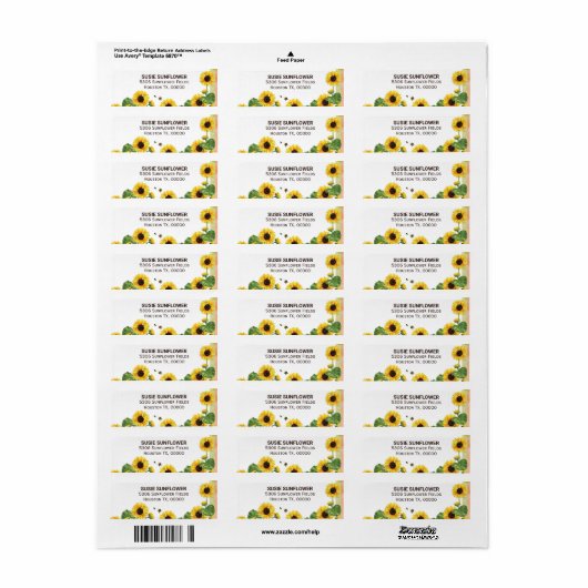 Zonnebloemen Biertuin Etiket (Full Sheet)