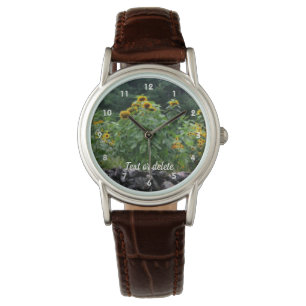 Zonnebloemen bij Stone Wall Orton - Gepersonalisee Horloge