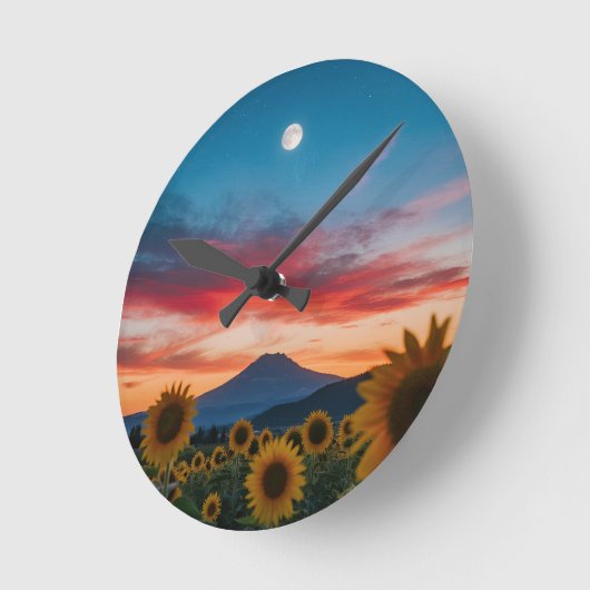 Zonnebloemen bij zonsondergang: Moonrise Over the  Ronde Klok (Hoek)