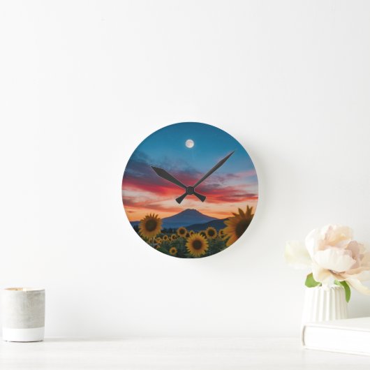 Zonnebloemen bij zonsondergang: Moonrise Over the  Ronde Klok (Huis)