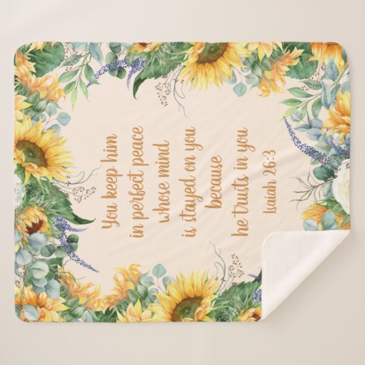 Zonnebloemen Bijbel houden perfecte vrede Sherpa Deken (Voorkant (horizontaal))