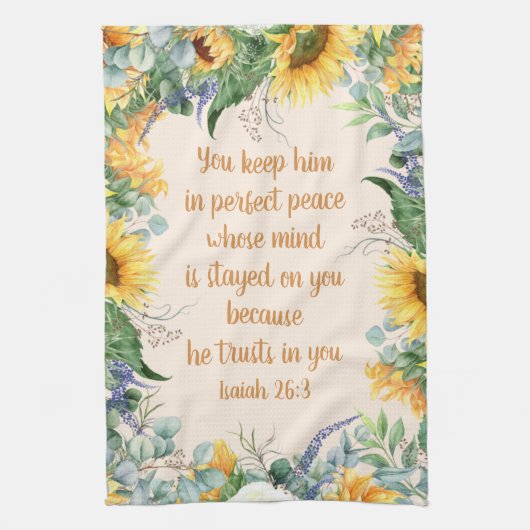 Zonnebloemen Bijbel houden perfecte vrede Theedoek (Verticaal)