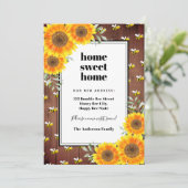 Zonnebloemen, bijen en hommels, nieuwe woning aankondiging (Staand voorkant)