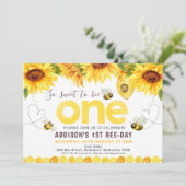 Zonnebloemen Bijen Harten Eerste Dag van de Dag va Kaart (Staand voorkant)