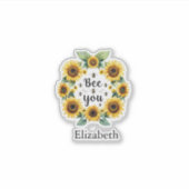 Zonnebloemen Bijen Je Schattigee trendy Inspireren Sticker (Voorkant)
