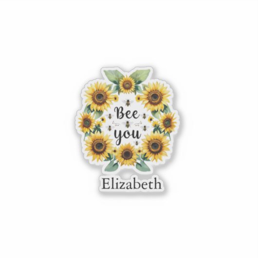 Zonnebloemen Bijen Je Schattigee trendy Inspireren Sticker (Voorkant)