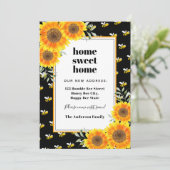 Zonnebloemen bijen nieuwe woning aankondiging (Staand voorkant)