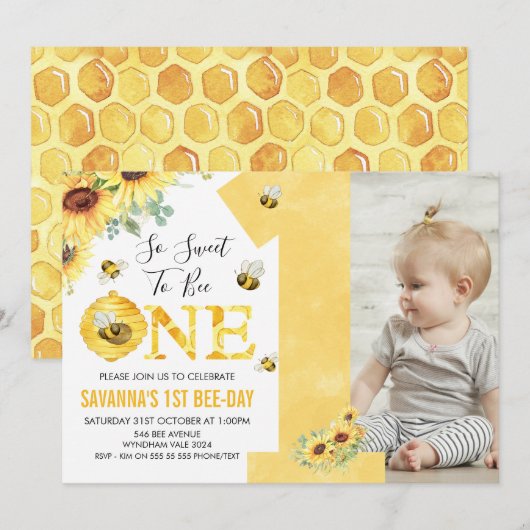 Zonnebloemen Bijen thema Eerste Bijendag Verjaarda Kaart (Voorkant / Achterkant)