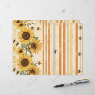 Zonnebloemen Bijen Vintage Scrapbook Journal Papie
