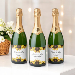 Zonnebloemen Bindende borsten Floral Sparkling Wijnetiket