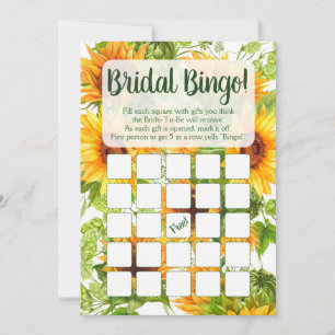 Zonnebloemen Bingo Vrijgezellenfeest Game Kaart