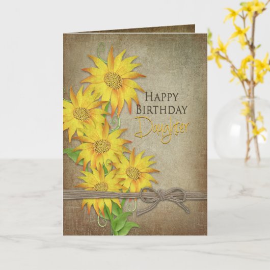 Zonnebloemen - Birthday - Dochter Kaart (Gele Bloem)