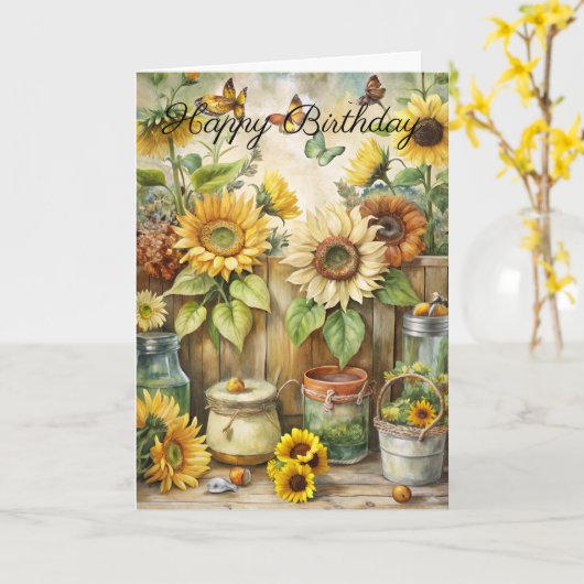 Zonnebloemen Birthday Kaart (Gele Bloem)