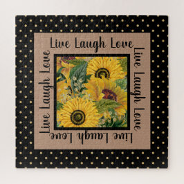 Zonnebloemen Black Gold Stippen Live Laugh Love Legpuzzel