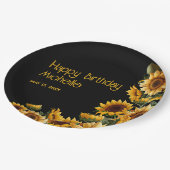 Zonnebloemen Black Rustic Elegant Happy Birthday Papieren Bordje (Gekanteld)