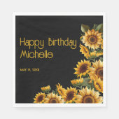 Zonnebloemen Black Rustic Elegant Happy Birthday Servet (Voorkant)