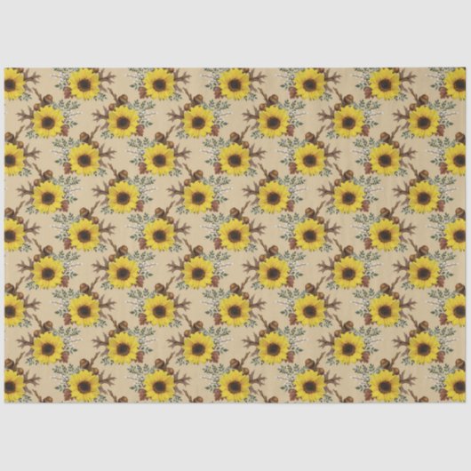 Zonnebloemen & bladeren Rustieke Cottagecore Tissuepapier (Voorkant)