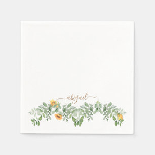 Zonnebloemen & Bladgoud Tekst Shower Servet