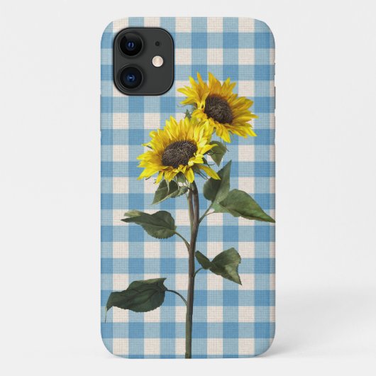 Zonnebloemen, blauw en wit gecontroleerd Case-Mate iPhone case (Achterkant)
