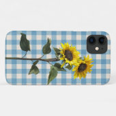 Zonnebloemen, blauw en wit gecontroleerd Case-Mate iPhone case (Achterkant (horizontaal))