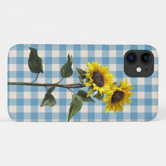 Zonnebloemen, blauw en wit gecontroleerd Case-Mate iPhone case (Achterkant (horizontaal))