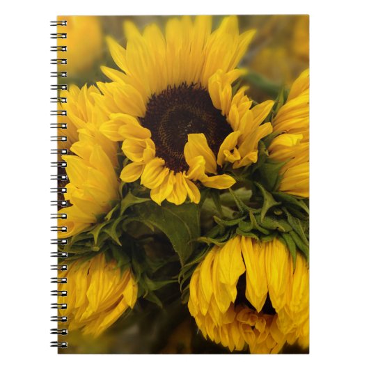 Zonnebloemen Blauw Notitieboek (Voorkant)