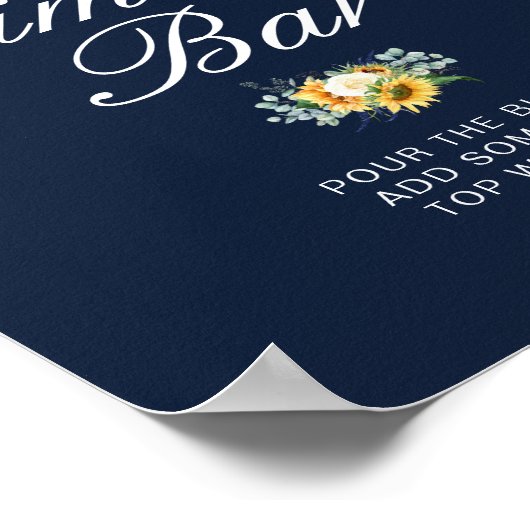 zonnebloemen blauw vrijgezellenfeest mimosa staaf poster (Hoek)